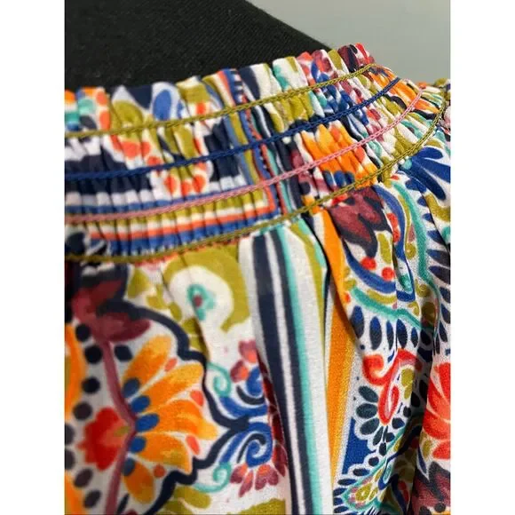 Democracy Women’s Smocked Neck Bohemian Style Top/Blouse Large - Picture 7 of 11